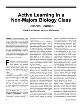 Active Learning in a Non-Majors Biology Class Lessons Learned