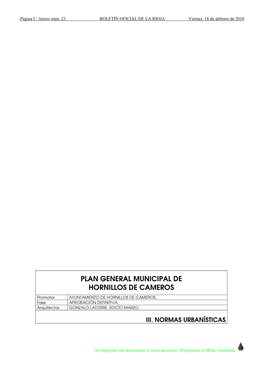 Plan General Municipal De Hornillos De Cameros