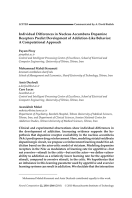 Individual Differences in Nucleus Accumbens Dopamine Receptors Predict Development of Addiction-Like Behavior: a Computational Approach