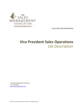 Vice President Sales Operations Job Description