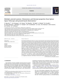 Multiple Asteroid Systems: Dimensions and Thermal Properties from Spitzer Space Telescope and Ground-Based Observations Q ⇑ F