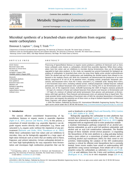 Microbial Synthesis of a Branched-Chain Ester Platform from Organic Waste Carboxylates