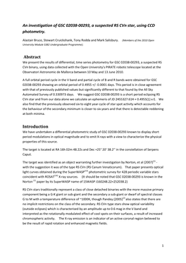 An Investigation of GSC 02038-00293, a Suspected RS Cvn Star, Using CCD Photometry