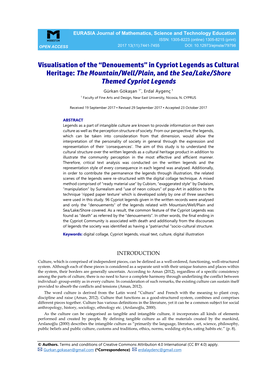 In Cypriot Legends As Cultural Heritage: the Mountain/Well/Plain, and the Sea/Lake/Shore Themed Cypriot Legends