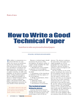 How to Write a Good Technical Paper