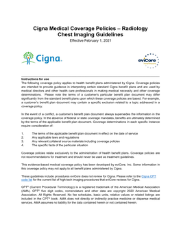 Cigna Chest Imaging Guidelines