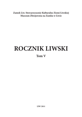 ROCZNIK LIWSKI Tom V