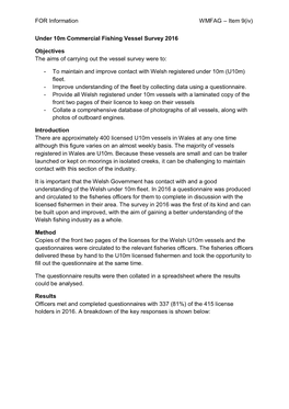 Under 10M Commercial Fishing Vessel Survey 2016