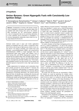 Green Hypergolic Fuels with Consistently Low Ignition Delays P