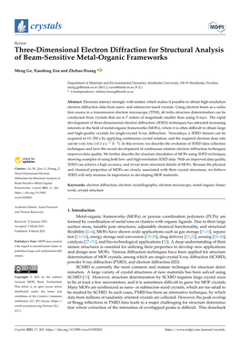 Three-Dimensional Electron Diffraction for Structural Analysis of Beam-Sensitive Metal-Organic Frameworks