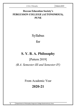 S.Y.B.A.: Philosophy Pattern 2019