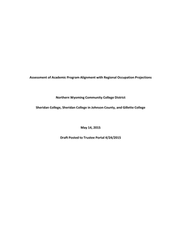 Assessment of Academic Program Alignment with Regional Occupation Projections