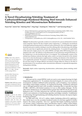 A Novel Decarburizing-Nitriding Treatment of Carburized/Through-Hardened Bearing Steel Towards Enhanced Nitriding Kinetics and Microstructure Reﬁnement