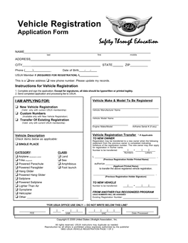 Vehicle Registration Application Form