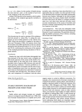 Stable Isotope Diagrams of Freshwater Food Webs