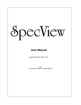 Specview User Manual Rev 3.04 for Version