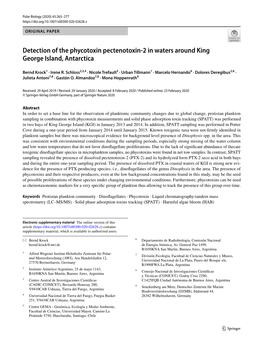 Detection of the Phycotoxin Pectenotoxin-2 in Waters Around King George Island, Antarctica