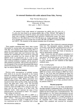 An Unusual Titanium-Rich Oxide Mineral from Oslo, Norway Tovr Vrcron