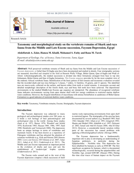 GEOLOGY Taxonomy and Morphological Study on The