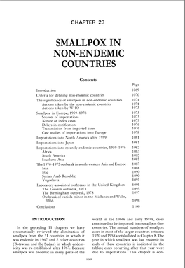 Smallpox in Countries Non-Endemic