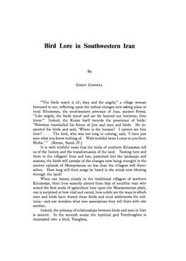 Bird Lore in Southwestern Iran