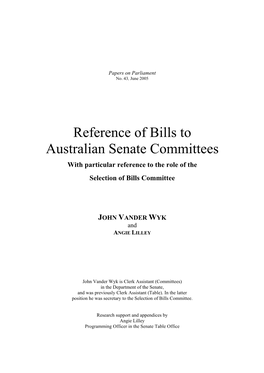 Reference of Bills to Australian Senate Committees