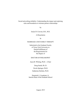 Social Networking Infidelity: Understanding the Impact and Exploring Rules and Boundaries in Intimate Partner Relationships