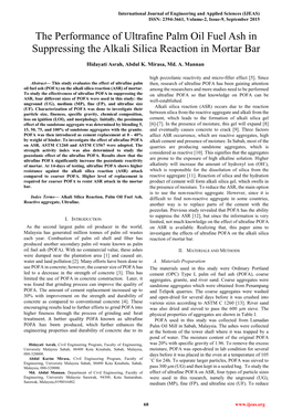 The Performance of Ultrafine Palm Oil Fuel Ash in Suppressing the Alkali Silica Reaction in Mortar Bar