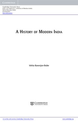 A History of Modern India Ishita Banerjee-Dube Frontmatter More Information