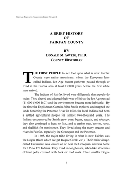 A Brief History of Fairfax County By