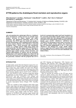 ETTIN Patterns the Arabidopsis Floral Meristem and Reproductive Organs