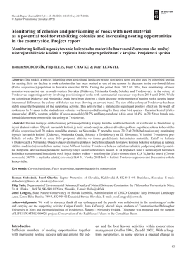 Monitoring of Colonies and Provisioning of Rooks with Nest