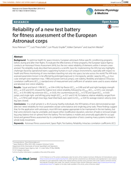 Reliability of a New Test Battery for Fitness Assessment of the European