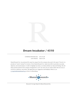 Dream Incubator / 4310