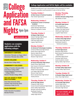 College Application and FAFSA Nights Will Be Available