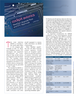 Cockpit Avionics Nextgen Upgrade Pace and STC Approvals