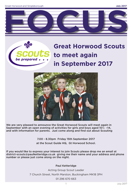Great Horwood Scouts to Meet Again in September 2017