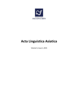 Acta Linguistica Asiatica