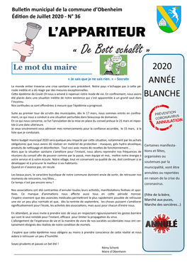 Le Mot Du Maire