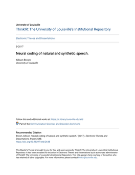 Neural Coding of Natural and Synthetic Speech