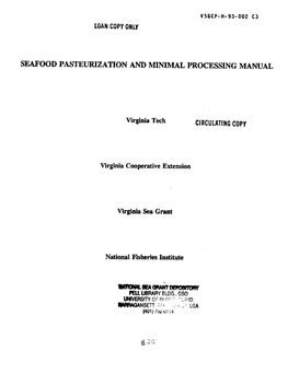 Seafood Pasteurization and Ivhmmal Processing Manuai