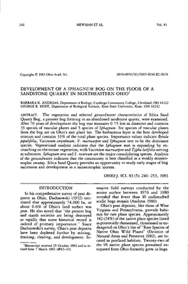 Development of a Sphagnum Bog on the Floor of a Sandstone Quarry in Northeastern Ohio1