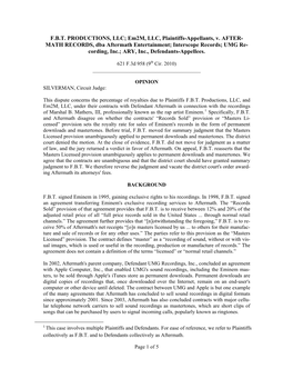 MATH RECORDS, Dba Aftermath Entertainment; Interscope Records; UMG Re- Cording, Inc.; ARY, Inc., Defendants-Appellees