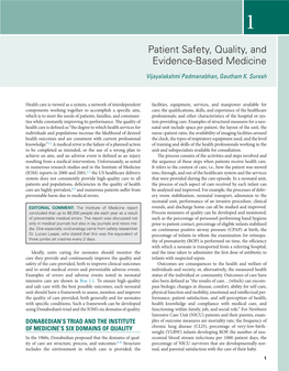 1 Patient Safety, Quality, and Evidence-Based Medicine