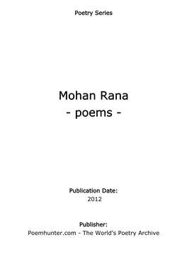 Mohan Rana - Poems