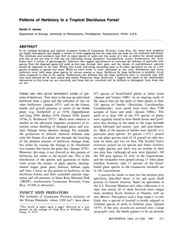 Patterns of Herbivory in a Tropical Deciduous Forest1