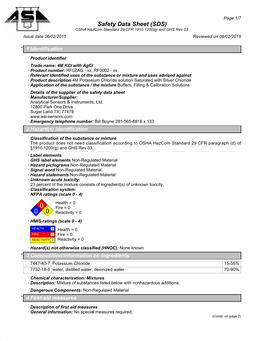 Safety Data Sheet (SDS) OSHA Hazcom Standard 29 CFR 1910.1200(G) and GHS Rev 03