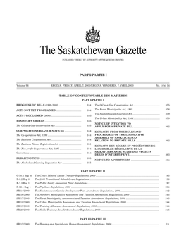 Sask Gazette, Part I, Apr 7, 2000