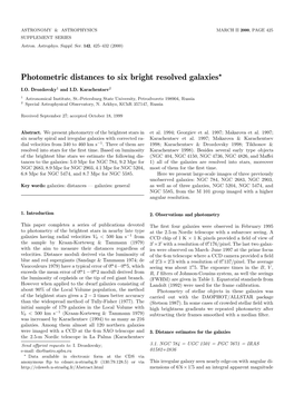 Photometric Distances to Six Bright Resolved Galaxies?