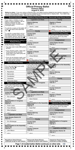 S2 Official Primary Ballot